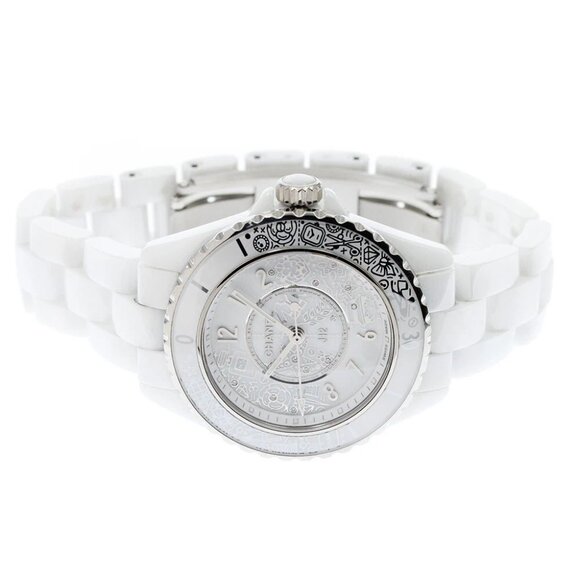 CHANEL J12 white ceramic 12P diamond 20 YEARS Quartz Ladies Watch - Picture 2 of 6